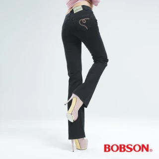 【BOBSON】後袋翅膀刺繡小喇叭褲(9030-87)