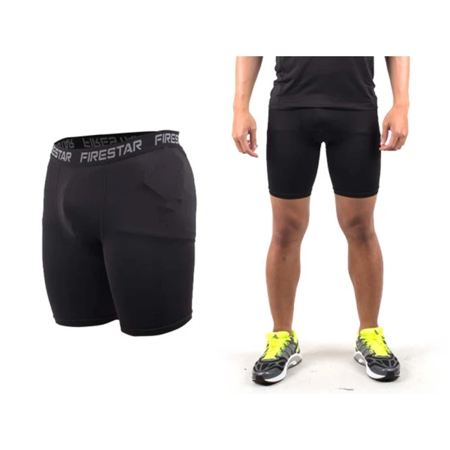 【FIRESTAR】男機能緊身短褲-慢跑 路跑 運動短褲 黑(N3802-10)