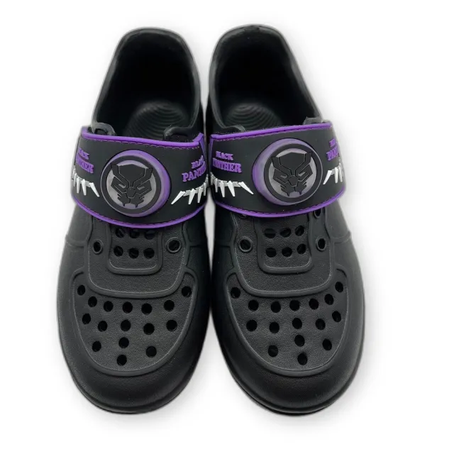 【樂樂童鞋】台灣製黑豹電燈洞洞涼鞋(MIT 男童鞋 漫威英雄 黑豹 洞洞鞋)