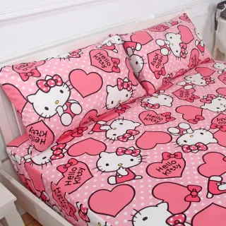 【寢城之戀】Hello Kitty 三件式枕套床包組 粉紅佳人(加大/台灣製造)