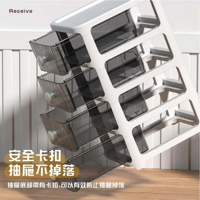 【辦公小物】極簡桌面三層抽屜收納盒(大容量 透明 桌面整理 分隔小物盒 飾品收納盒 化妝品置物盒 文具)