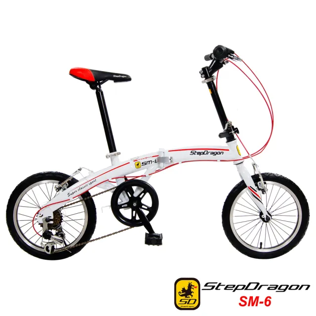 【StepDragon】SM-6 16吋小海豚(日本Shimano 6速定位變速 搭配建大外胎 折疊車)