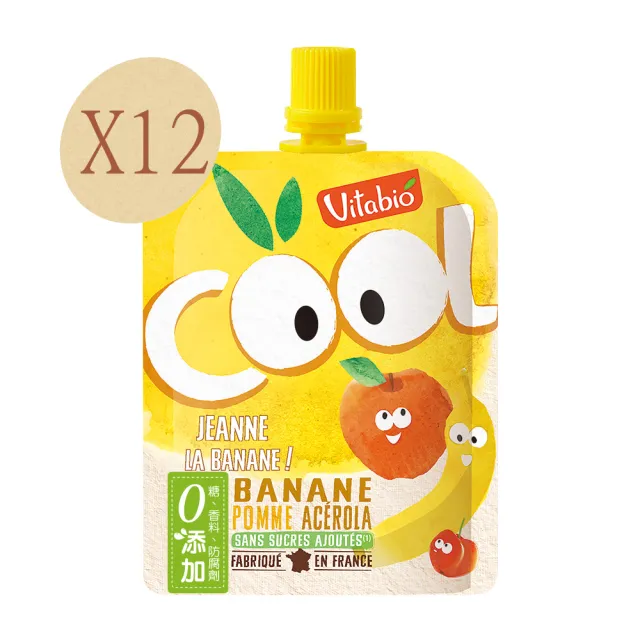 【法國Vitabio】生機優鮮果-蘋果.香蕉(90gX12)