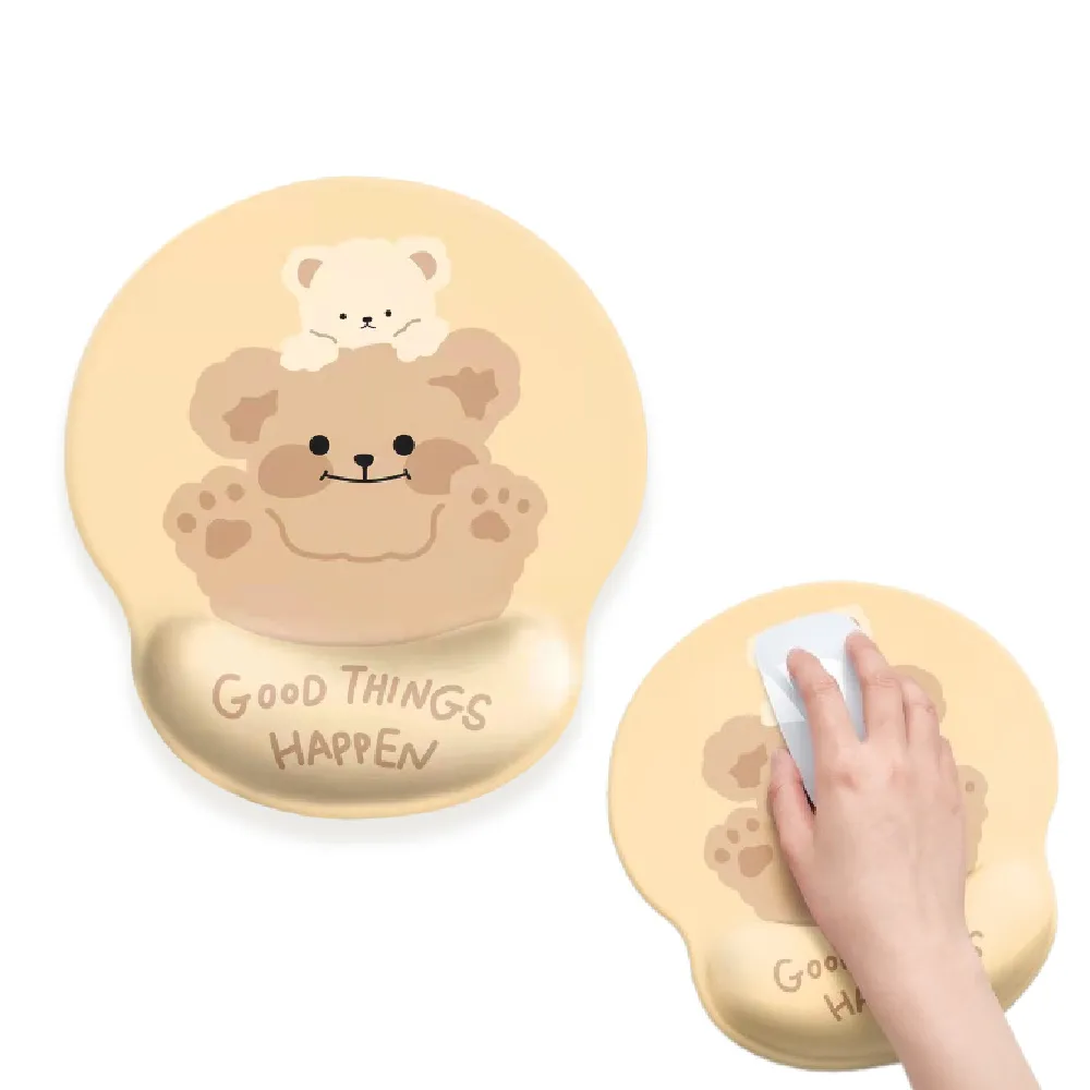 【紓壓手托】熊熊3D矽膠柔軟滑鼠墊(可愛造型 腕托 手枕 護腕枕 護腕墊 鼠標墊 減壓墊 辦公室 禮物)