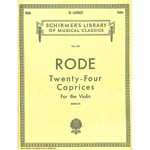 【Kaiyi Music 凱翊音樂】羅德：小提琴二十四首奇想曲 Rode：24 Caprices(Schirmer Vol.231) | 拾書所