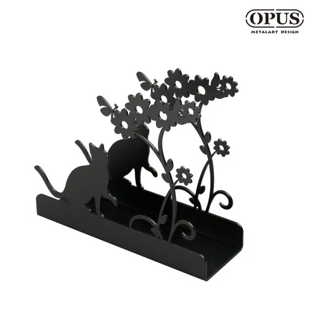 【OPUS東齊金工】歐式鐵藝信件架/收納架/展示架/文具擺飾(LE-ca02B 貓咪_經典黑)