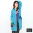 【潘克拉】配色縫布長版襯衫-F(藍/紫)