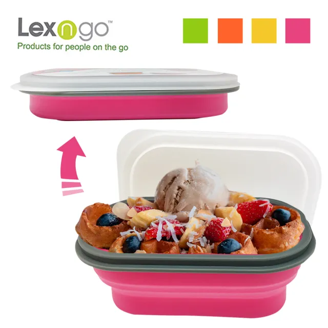 【Lexngo】可折疊快餐盒中-850ml(餐盒 環保 便當盒 折疊 野餐)