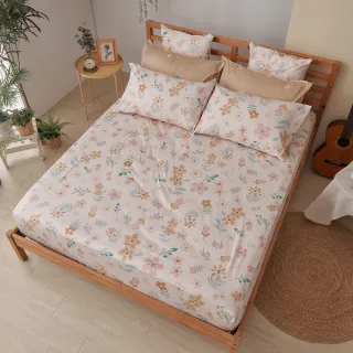 【戀家小舖】60支300織100%精梳棉 床包枕套組-和風花韻(單人)