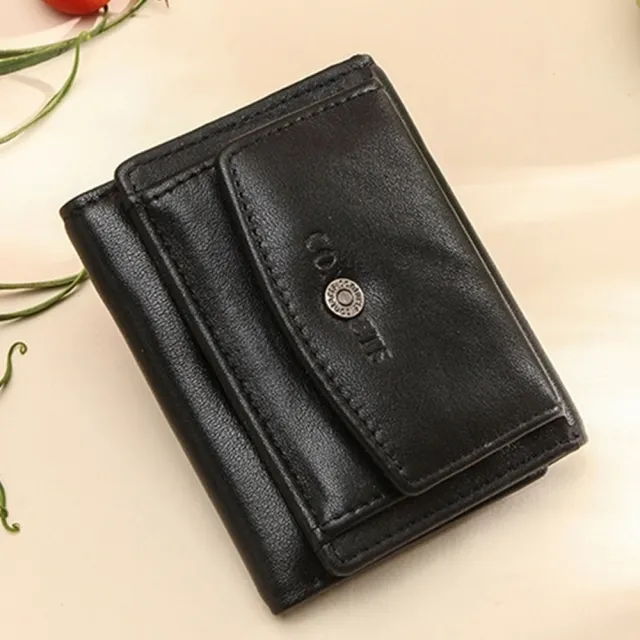 【米蘭精品】現貨+預購 真牛皮短夾真皮錢包手拿包女包包(防盜刷錢包三折女皮夾2色74ep54)