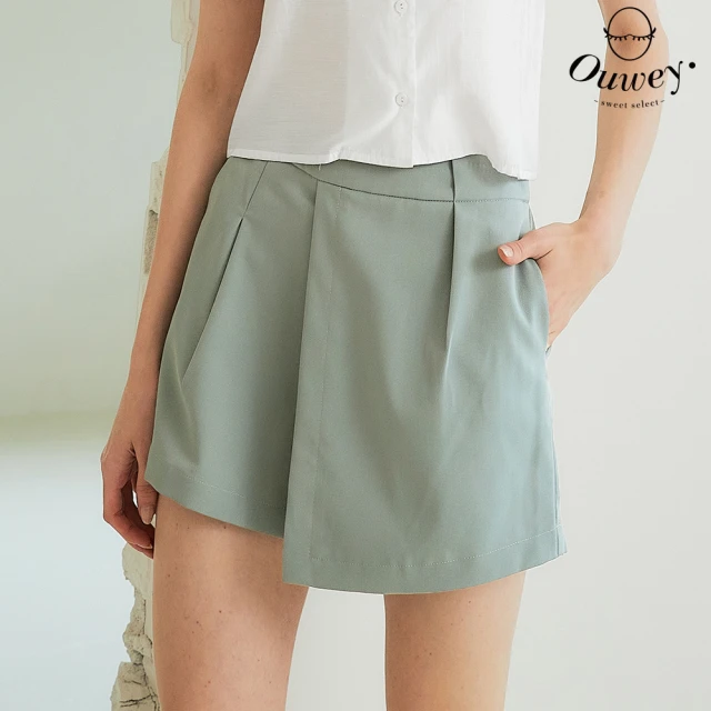 OUWEY 歐薇 都會素色棉質褲裙(白色；XS-L；3242