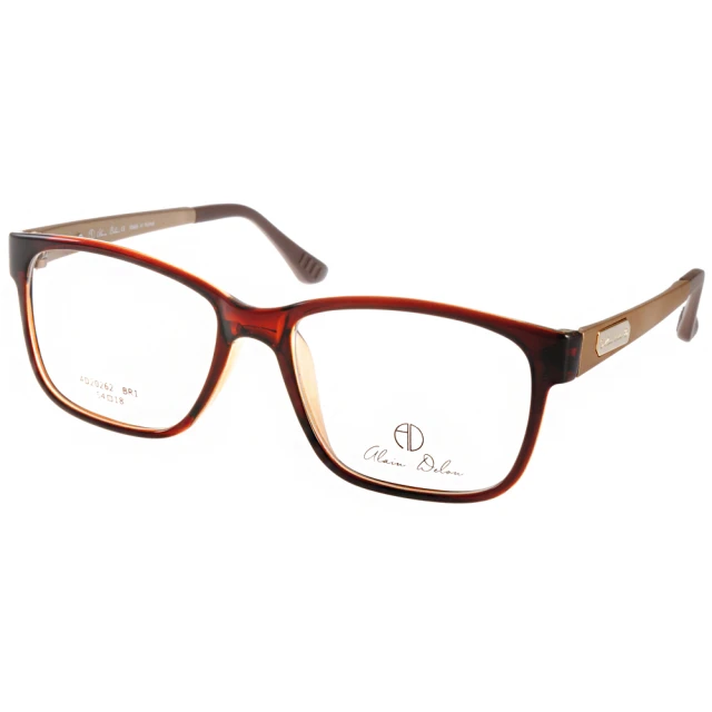 【ALAIN DELON】時尚簡約款眼鏡(棕-金#AD20262 BR1)