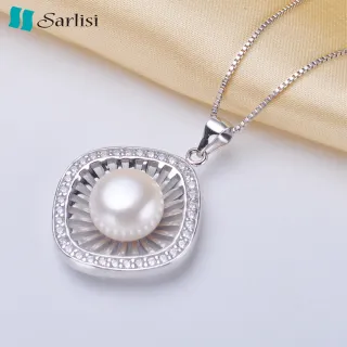 【Sarlisi】時尚純銀晶鑽珍珠項鍊(白色、紫色、粉色)