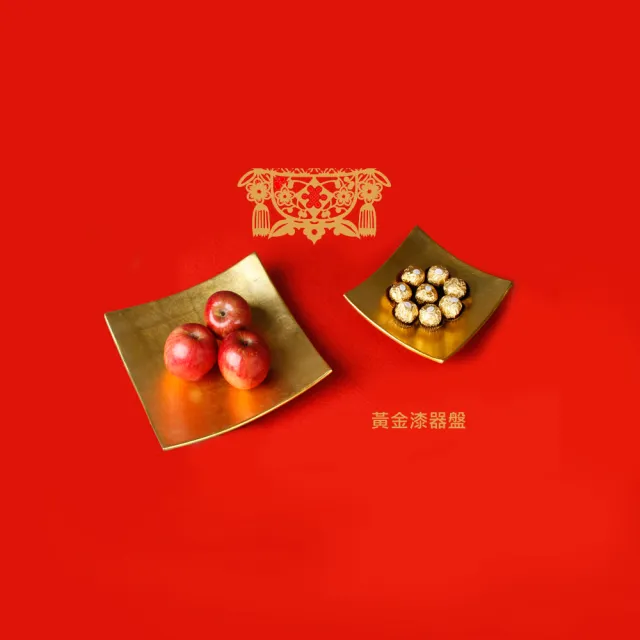 【MU LIFE 荒木雕塑藝品】黃金漆器盤(31cm)