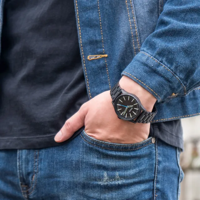 【NIXON】THE SENTRY 38 SS 精品潮流設計指針錶-黑x咖啡(A450-712)