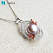 【Sarlisi】愛的漩渦純銀珍珠項鍊(白色、粉色、紫色)
