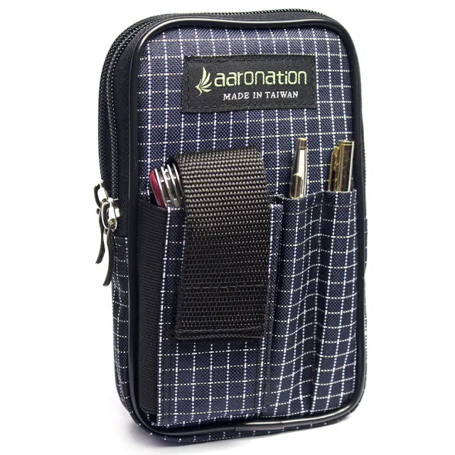 【Aaronation 愛倫國度】多夾層拉鍊隨身包     台灣製造(AN-2547L-藍白)