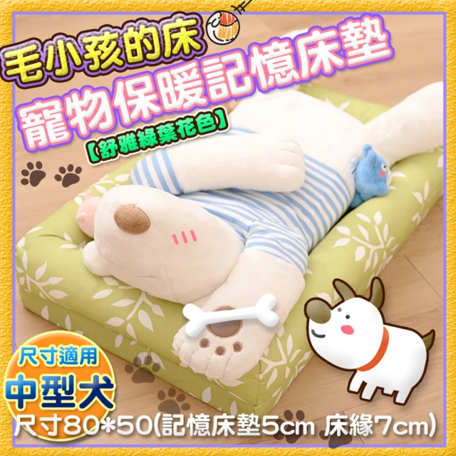 【Embrace英柏絲】綠葉系列 寵物睡墊 寵物床 記憶床墊-中(80x50)
