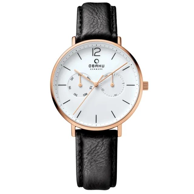 【OBAKU】丹麥皇家簡約雙眼時尚腕錶-白x黑(V182GMVWRB)
