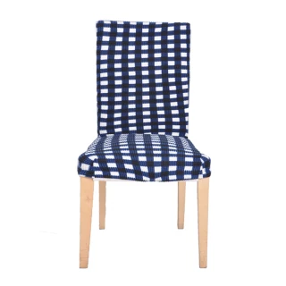 【Osun】2入組-歐桑生活典雅時尚餐椅套、辦公椅子套-藍黑白格子(特價出清款CE199)