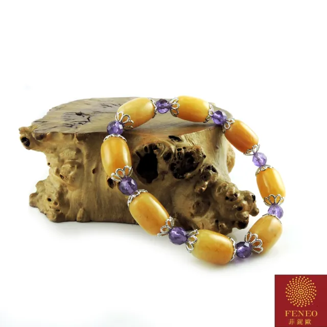 【菲鈮歐】開運老黃玉紫水晶手珠(隨機出貨 1543)