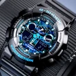 【CASIO 卡西歐】G-SHOCK 強悍迷彩潮流雙顯錶-藍迷彩(GA-100CB-1A)