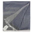 【ARMANI COLLEZIONI】簡約拼接條紋流蘇披肩圍巾(湛藍色)
