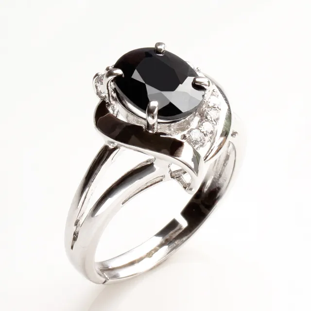 【寶石方塊】鸞鳳和鳴天然2克拉+2克拉黑藍寶對戒-活圍設計