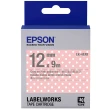 【EPSON】標籤帶 粉紅白點底灰字/12mm(LK-4EAY)