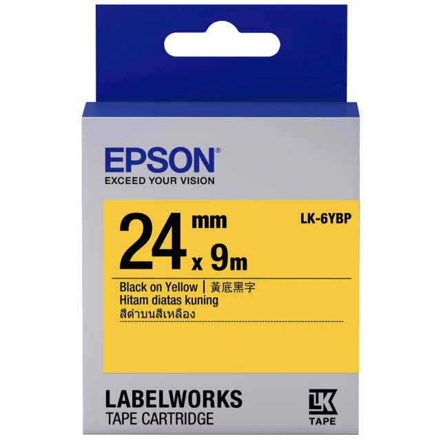 【EPSON】標籤帶 黃底黑字/24mm(LK-6YBP)