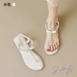 【J&H collection】仙女風珍珠時尚夾腳涼鞋(現+預 黃色 / 米色)