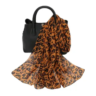 【Sukie】雪紡紗絲巾 豹紋絲巾/經典個性豹紋50X150雪紡紗絲巾 圍巾(3色任選)