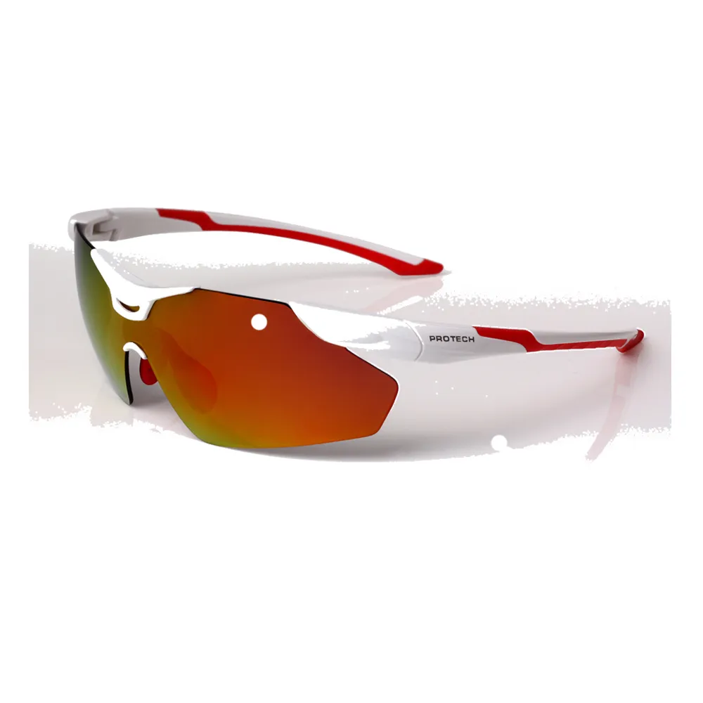 【PROTECH】ADP014專業級運動太陽炫彩眼鏡(白色框+炫彩片)