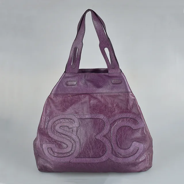 【See by Chloe’】SBC See By Chloe 字母LOGO復古設計牛皮開口式肩背包(展示品/藍莓紫)