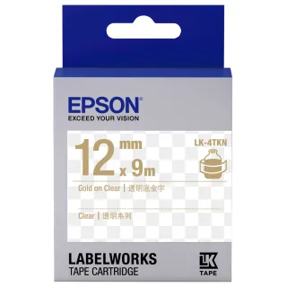 【EPSON】標籤帶 透明底金字/12mm(LK-4TKN)