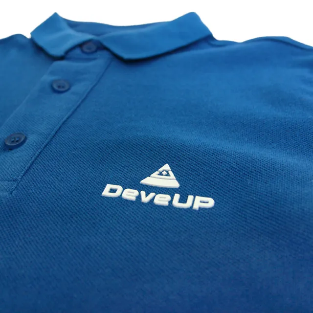 【DeveUP】『DeveUP』網眼透氣經典短袖素色POLO衫(產品編號 : D01102 碧空藍)