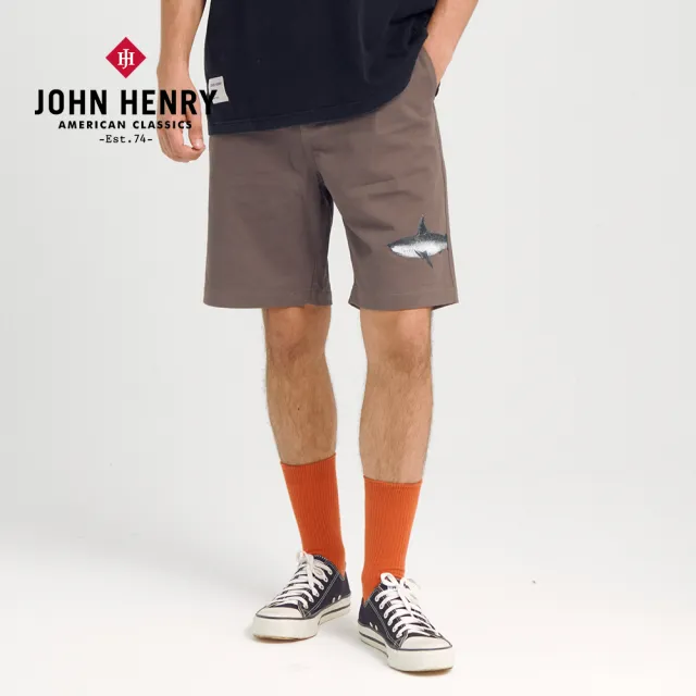 【JOHN HENRY】無彩印圖SHARK短褲-灰色