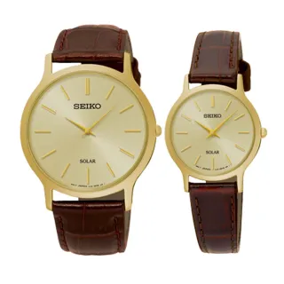 【SEIKO 精工】送禮首選_太陽能_甜蜜浪漫情人對錶(SUP302P1+SUP870P1)