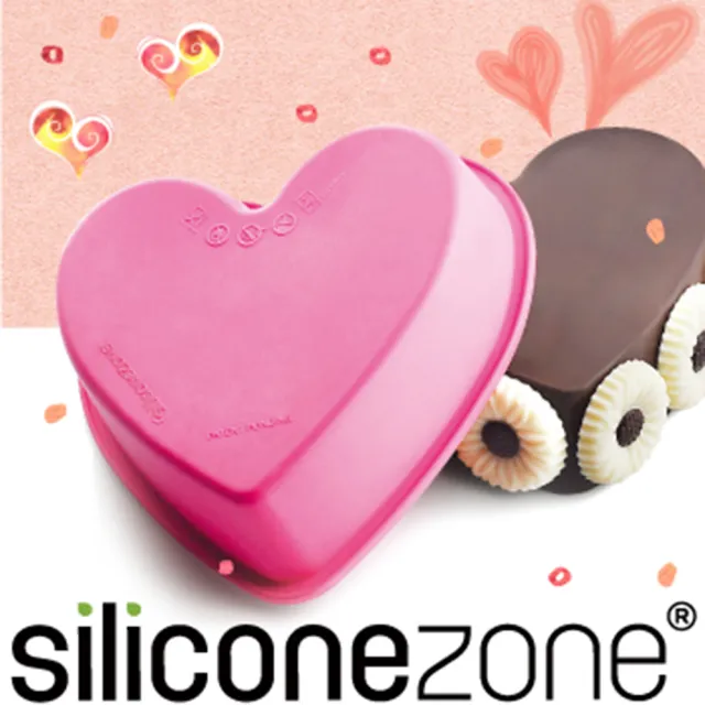 【Siliconezone】施理康耐熱愛心造型小蛋糕模-粉色(CM-05191-AJ)