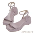 【Grace Gift】方頭一字繞踝厚底涼鞋