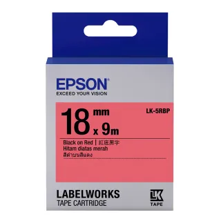 【EPSON】標籤帶 紅底黑字/18mm(LK-5RBP)