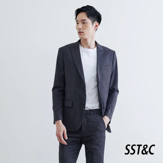 【SST&C 出清２折】復古條紋修身西裝外套0111910007