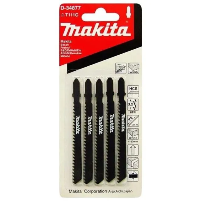 【MAKITA 牧田】線鋸片T111C 5入 -木材用(D-34877)