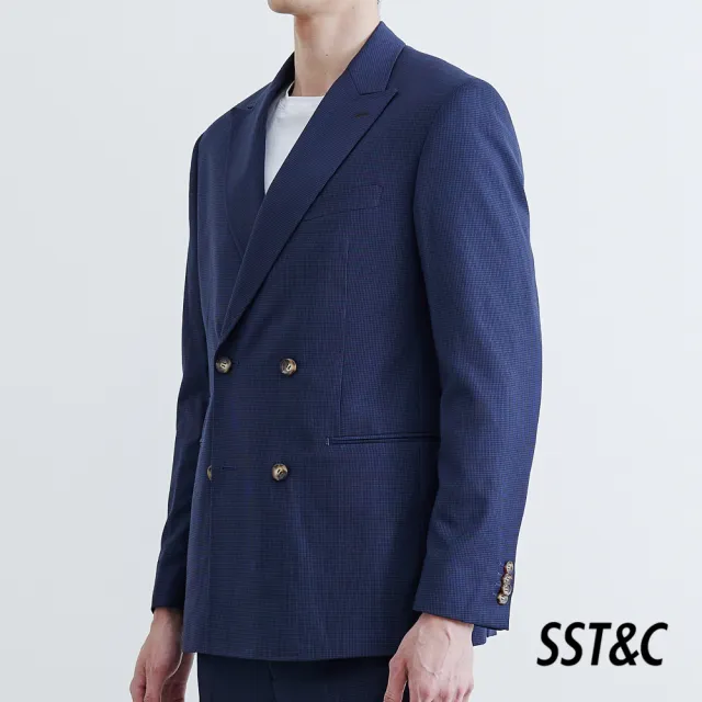 【SST&C.超值限定】深藍色細紋修身西裝外套0161807001