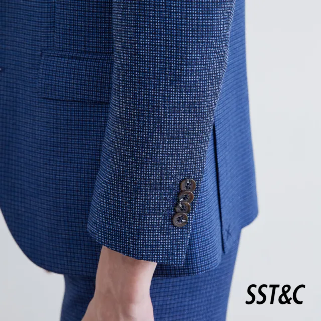 【SST&C.超值限定】天藍幾何紋修身西裝外套0112010004
