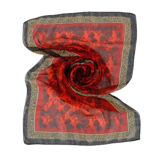 【Sukie】雪紡紗絲巾 豹紋絲巾/個性豹紋粗框幾何花朵印花50X150雪紡紗絲巾 圍巾(4色任選)