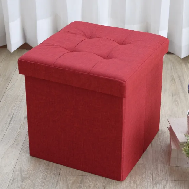 【EASY HOME】北歐風加大可摺疊收納椅凳(酒紅色)