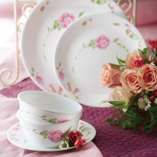 【CORELLE 康寧餐具】田園玫瑰450ml中式碗(426)