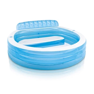 【INTEX】圓型藍色有靠背游泳池 590L(57190)