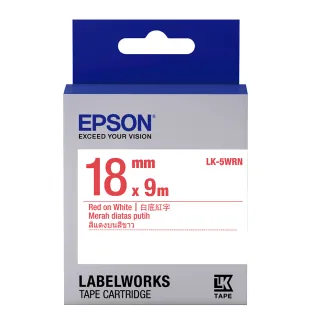 【EPSON】標籤帶 白底紅字/18mm(LK-5WRN)